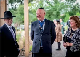  ??  ?? Andrew Cohen with Barnet councillor­s Richard and (Mayor) Alison Cornelius