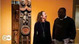  ?? ?? Karin Guggeis, research director at the Museum Fünf Kontinente, and her Cameroonia­n colleague Albert Gouaffo