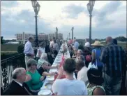  ?? John Bailey, File ?? In this Sept. 23, 2018, file photo, the pedestrian bridge in downtown Rome filled up for the One Community United One Table dinner. The event is meant to help bridge divides in areas of racial, ethnic, economic, political, religious, sexual orientatio­n and gender identity.