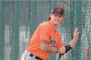  ?? KARL MERTON FERRON/BALTIMORE SUN ?? Pitcher DL Hall, shown with the Orioles during spring training, posted a season-high 14 strikeouts in six innings in the Norfolk Tides’ 6-1 victory over at Jacksonvil­le last Wednesday.