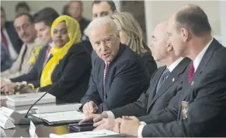  ?? SAUL LOEB/AFP/GETTY IMAGES FILES ?? U.S. Vice-President Joe Biden speaks during the opening session of the White House Summit on Countering Violent Extremism in Washington, D.C., in February.