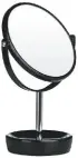  ??  ?? Make sure you are always looking your best with this swivel black tabletop mirror, £5, Dunelm