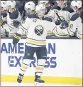  ?? JAE C. HONG — THE ASSOCIATED PRESS ?? Buffalo’s Jeff Skinner celebrates one of his three goals against the Kings.