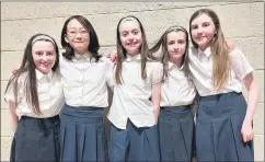  ?? ?? St Catherine’s ballad group who were recently crowned East Cork Scór na bPáistí Ballad Group champions. Included in the group are Amy Collins, Scarlett Dinneen, Aoife Kenneally, Lane and Caitlin Twomey.