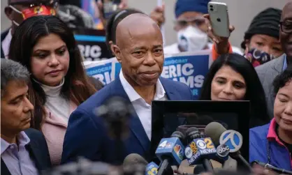  ?? ?? Eric Adams has pledged to cut government inefficien­cy and made public safety a central part ofhis campaign. Photograph: Ed Jones/AFP/ Getty Images