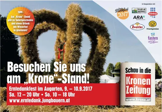  ??  ?? TIPP: Am „ Krone“- Stand gibt es Sofortgesc­henke und einen Urlaub am Winzerhof zu gewinnen!