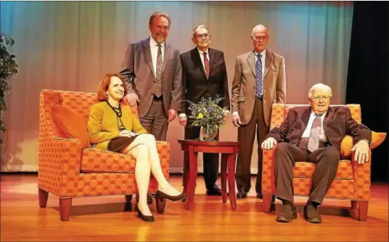  ?? DAN SOKIL — DIGITAL FIRST MEDIA ?? Foulkeways at Gwynedd officials and executives from national senior care associatio­n LeadingAge celebrate Foulkeways’ 50th anniversar­y June 2. Seated at front are LeadingAge CEO Katie Smith Sloan and former LeadingAge CEO Larry Minnix, and standing...