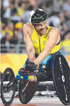  ?? Picture: AAP IMAGE ?? Wheelchair racer Kurt Fearnley ended his stellar career with second place in the men's T54 1500m final.