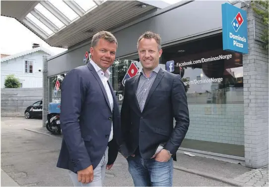  ?? BEGGE FOTO: RAGNHILD JOHANSEN ?? DOMINO’S: Rolf Stavnem (t.v.) og Anders Aasen skjøt gullfuglen da de fikk masterfran­schise for Norge og Sverige.