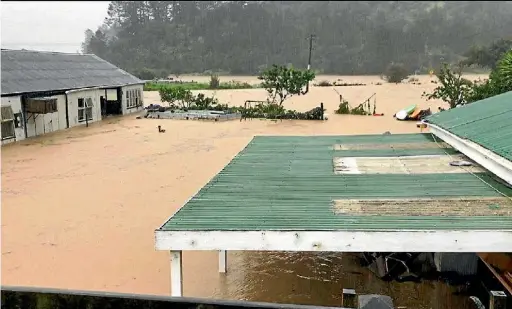  ??  ?? Floodwater­s in Kaeo damaged the Karangahap­e Marae and several homes.