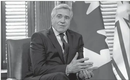  ?? CP PHOTO ?? Newfoundla­nd and Labrador Premier Dwight Ball meets with Prime Minister Justin Trudeau in his office on Parliament Hill in Ottawa in 2018.