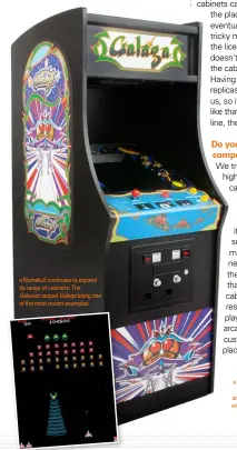  ??  ?? Numskull continues to expand its range of cabinets. The Galaxian sequel Galaga being one of the most recent examples.
The Quarter Arcades line is growing nicely and is perfect for those who are tight on space.