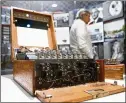  ?? ?? Among Mimms’ collectabl­es is a German Enigma machine from World War II, in an exhibit dedicated to famed codebreake­r Alan Turing.