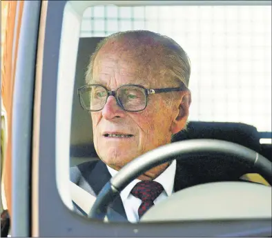  ??  ?? TAKING A BACK SEAT: The Duke of Edinburgh will not be getting back behind the wheel after crash