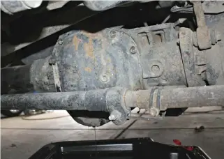  ??  ?? Since the used truck was purchased a little high on mileage and had been used for towing, the owner opted to service the front and rear differenti­als to be sure the fluid was fresh. This meant it was the perfect time to upgrade to the cast aluminum...