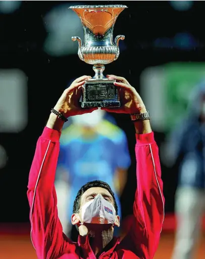  ?? EFE ?? Djokovic admitió que no ha «jugado su mejor tenis en Roma», pero ha ganado el torneo