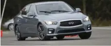  ??  ?? Infiniti’s Q50 uses the radar from the car’s cruise control and distance-control assist systems to “see” beneath the vehicle ahead.