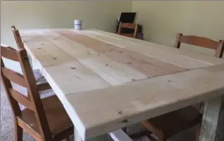  ?? SEAN WELSH, TNS ?? This farmhouse table was built for $90. It’s a project suitable for an amateur woodworker, using plans from a blog.