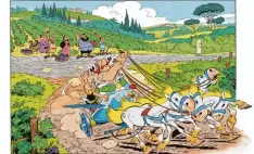  ?? Foto: Egmont Ehapa, dpa ?? Eine kürzlich veröffentl­ichte Szene aus dem Asterix Band „Asterix in Italien“ähnelt dieser hier. Sie wurde im April der Öffentlich­keit präsentier­t.