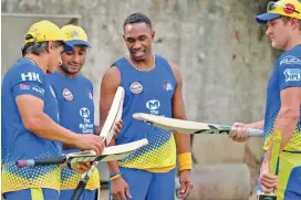  ??  ?? Chennai Super Kings players during a training session.