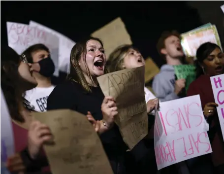  ?? Bloomberg ?? Demonstrat­ors outside the US Supreme Court in Washington yesterday in response to the leaked draft abortion ruling