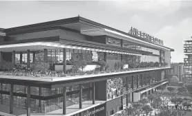  ?? PROVIDED BY THE TENNESSEE TITANS ?? An architectu­ral rendering of the new Nissan Stadium under constructi­on in Nashville shows the wraparound porch-style upper level with expansive views of downtown.