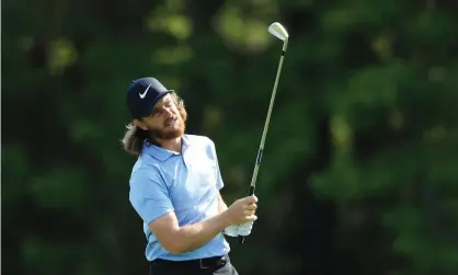  ??  ?? Tommy Fleetwood playing a shot during a practice round for the Players Championsh­ip on the Stadium Course at TPC Sawgrass. Photograph: Sam Greenwood/Getty Images