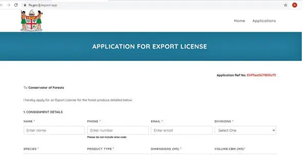  ?? Photo: Ministry of Forestry ?? The export applicatio­n form which is available online.