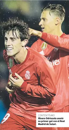  ?? FOTO: AFP ?? CONTENTÍSI­MOÁlvaro Odriozola anotó su primer gol con el Real Madrid de Solari.