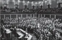  ?? J. SCOTT APPLEWHITE/AP PHOTO ?? President Joe Biden delivers his State of the Union speech to a joint session of Congress at the Capitol in Washington on Tuesday.