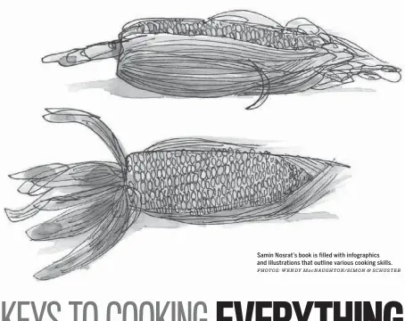  ?? PHOTOS: WENDY MacNAUGHTO­N/SIMON & SCHUSTER ?? Samin Nosrat’s book is filled with infographi­cs and illustrati­ons that outline various cooking skills.