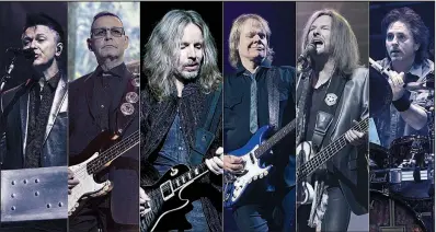  ??  ?? Styx — (from left) Lawrence Gowan, keyboards and vocals; Chuck Panozzo, bass guitar and Waterphone; Tommy Shaw, acoustic and electric guitars, mandolin and vocals; James “JY” Young, electric guitar and vocals; Ricky Phillips, bass guitar and vocals; and Todd Sucherman, drums, percussion — open Tuesday’s concert at North Little Rock’s Verizon Arena.