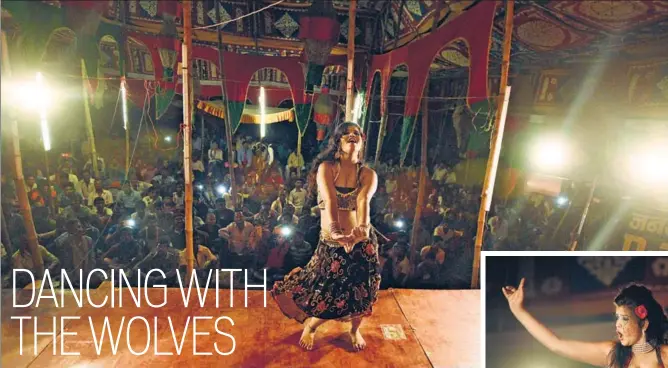  ?? RAVI CHOUDHARY/HT PHOTOS ?? Above and right: Pooja Singh Rajput during a performanc­e at a wedding on the outskirts of Ara, Bihar. Below: Pooja with her daughter Srishti at their home in Ara, Bihar.