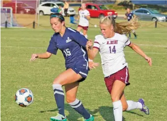  ?? LEE UNIVERSITY PHOTO ?? Summer Lanter from Soddy-Daisy, right, finished her college soccer career as a two-time Gulf South Conference player of the year and Lee University’s and the GSC’s overall top female athlete.