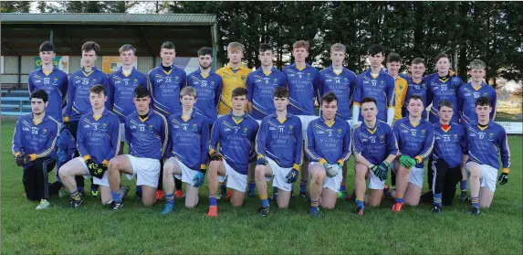  ??  ?? Wicklow Schools, who lost out to Louth Schools in the Leinster Schools Senior ‘A’ football championsh­ip in Roundwood last Wednesday afternoon.