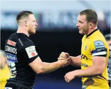  ?? Pics: Patrick Khachfe/jmp ?? Sam Simmonds of Exeter Chiefs and Sam Underhill of Bath Rugby after the match