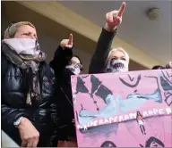  ??  ?? Protesters were outside a court in Paralimni, Cyprus where a British woman was found guilty of fabricatin­g rape claims