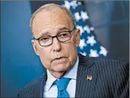  ?? ANDREW HARRER/BLOOMBERG ?? Larry Kudlow, a top economic adviser to the president, says stronger economic growth is lowering the deficit.