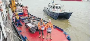  ?? PHOTO: PLA ?? KM Otter loading stationery at the Dartford Internatio­nal Ferry Terminal – a facility now in Port of London Authority ownership.