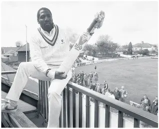  ??  ?? West Indies cricketer Viv Richards at Rishton County Cricket club where he spent the 1987 season in the Lancashire League playing as the club’s profession­al. He went in preparatio­n for the West Indies tour the following season. He arrived by...