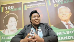  ?? Isithombe: DOCTOR NGCOBO ?? UMKHULUMEL­I omusha we-ANC KwaZulu-Natal uNkk Nomagugu SimelaneZu­lu, ofuna abantu besifazane babumbane