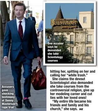  ?? ?? Accusers gave shocking testimony at Danny Masterson’s rape trial
One accuser says he demanded she take Scientolog­y courses