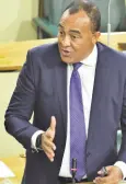  ?? ?? Minister of Health and Wellness, Dr. the Hon. Christophe­r Tufton, emphasises a point while making a statement in the House of Representa­tives.