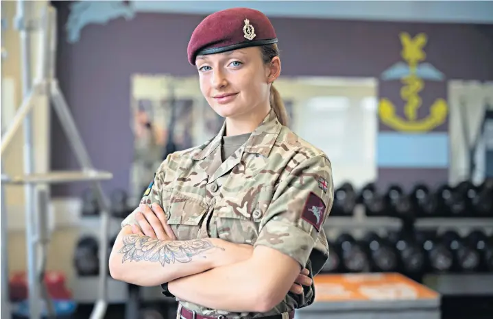  ?? DAVID RESE FOR THE TELEGRAPH ?? Pte Addy Carter of 16 Medical Regiment has become the first female soldier to pass the Parachute Regiment’s ‘P Company’ test