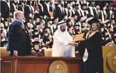  ?? Courtesy: American University of Sharjah ?? Dr Shaikh Sultan at the Spring 2017 graduation ceremony.