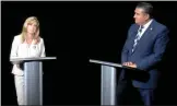  ?? Screenshot from Facebook.com/Signalscv ?? Christy Smith, left, and Assemblyma­n Dante Acosta, R-Santa Clarita, who face each other for the 38th Assembly District seat, debate Monday.