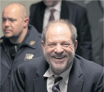  ??  ?? IT’S NOT ALL BAD: Film producer Harvey Weinstein leaves Criminal Court during his sexual assault trial in the Manhattan borough of New York City on Thursday.