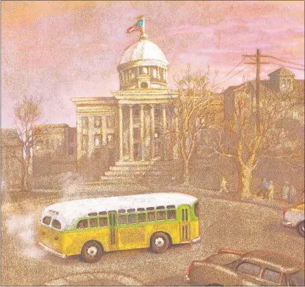  ??  ?? “Montgomery, Alabama” by Floyd Cooper from “Back of the Bus” (Philomel Books, 2010)