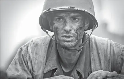  ?? Summit via AP ?? ABOVE: This image released by Summit shows Andrew Garfield in a scene from “Hacksaw Ridge.” The film has been nominated for an Oscar in the best picture and best directing categories.