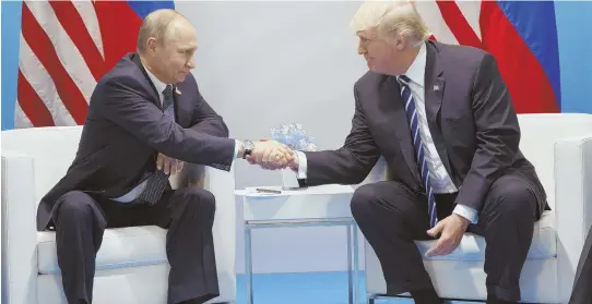  ?? AP FILE PHOTO ?? SET FOR SUMMIT: President Trump will meet with Russian President Vladimir Putin, far left, tomorrow in Helsinki, Finland.